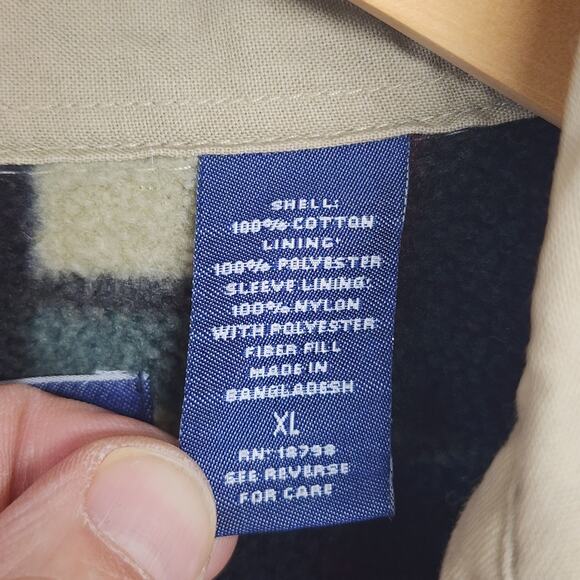 Berkley & Jensen Shacket Shirt Jacket Mens XL Beige Fleece Lined Plaid Vintage - Picture 7 of 16